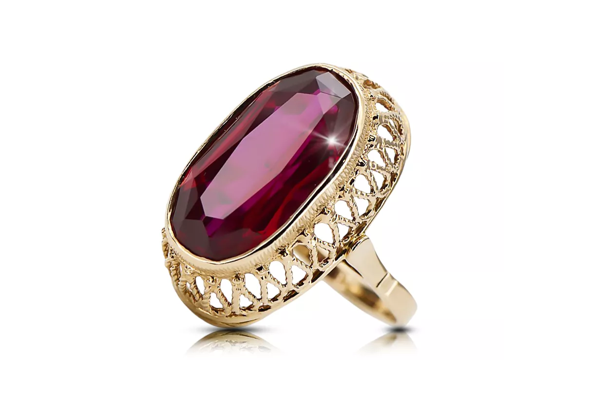 Žiedas Rubinas 14k geltono aukso Vintažinis stilius vrc129y